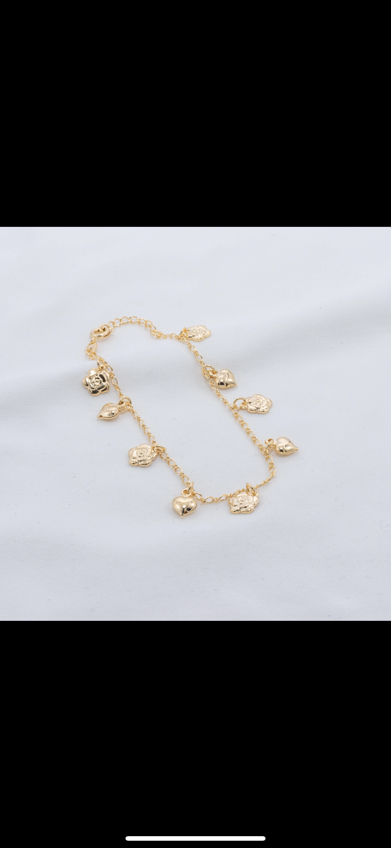 Aros con dijes de corazón y flores 20cm de largo - 1mm